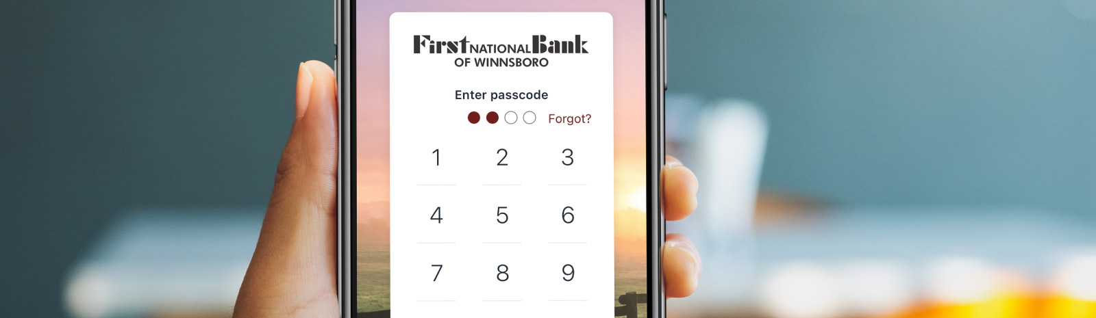 First National Bank Winnsboro mobile app on a phone